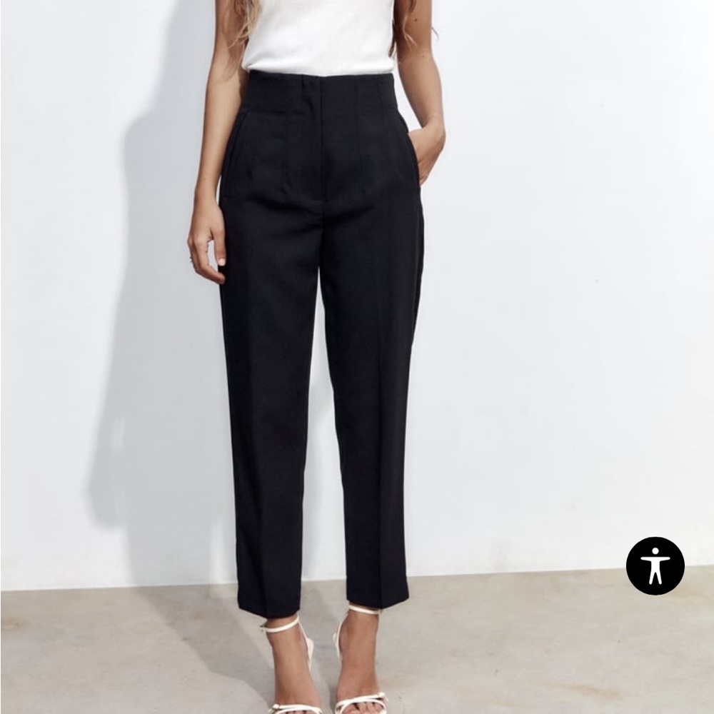 Zara black high waisted trousers 2162/888